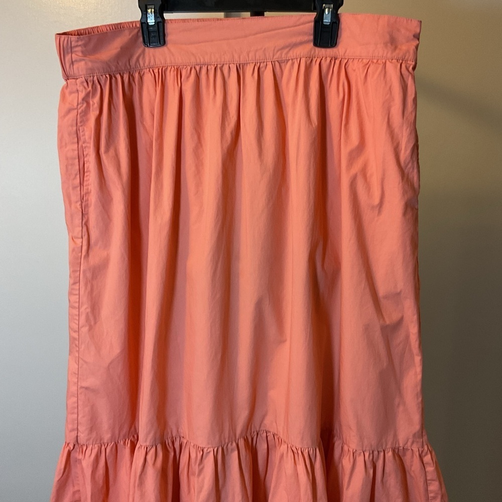 A New Day Coral Peach Tiered Maxi Skirt XL Pockets Boho Summer Midi Pink - Picture 3 of 7
